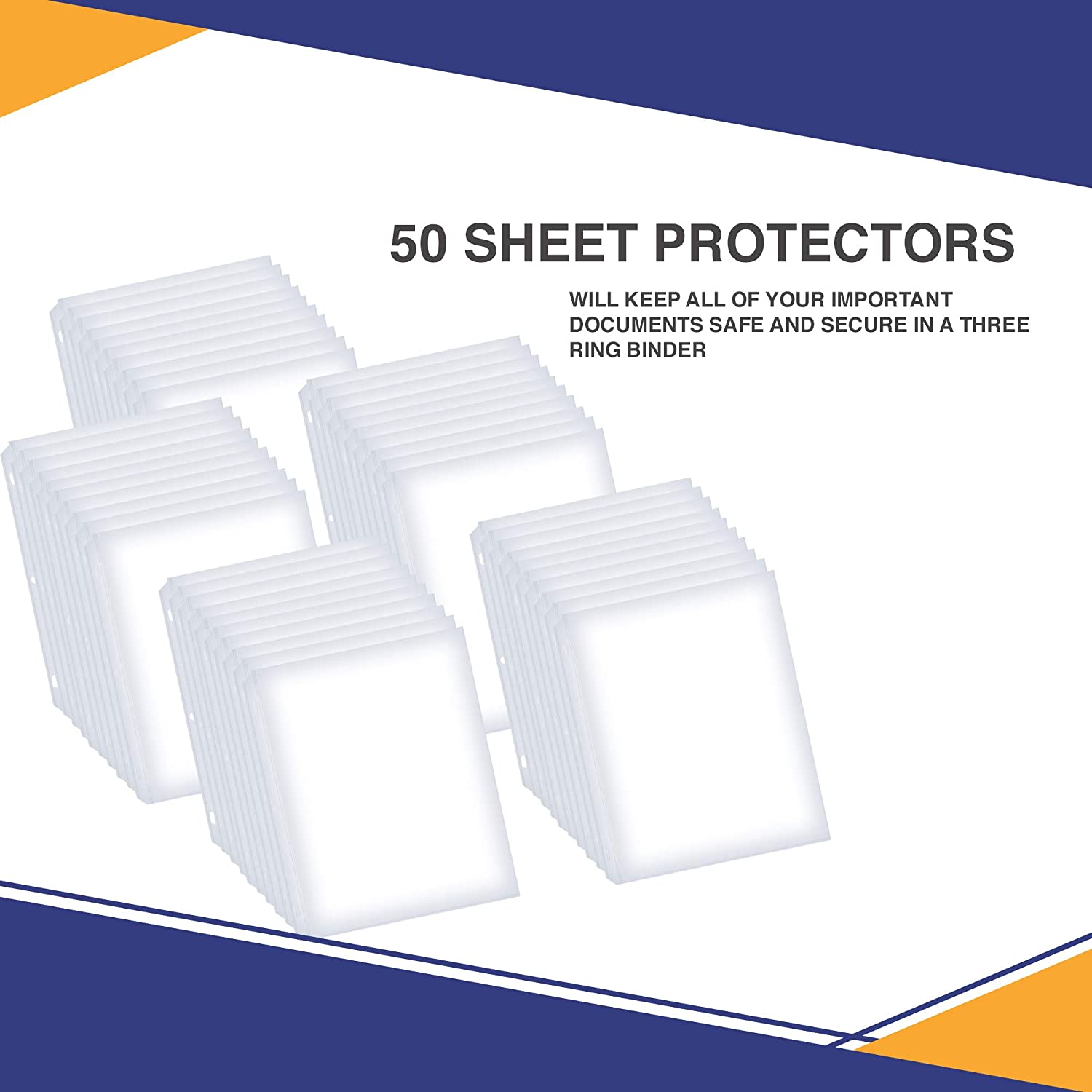 Performore 50 Sheet Protectors, Durable Clear Page Protectors 8.5 x 11 inch for 3 Ring Binder, Plastic Sheet Sleeves, Durable Top Loading Paper